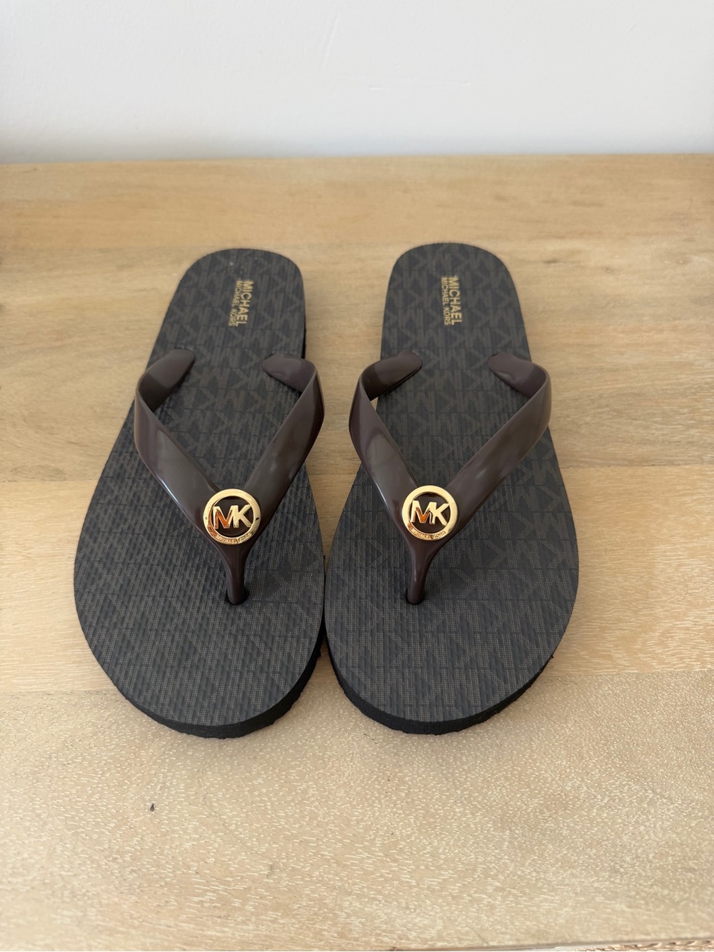Michael Kors Brown MK Gold-Accent Women’s Flip Flops
